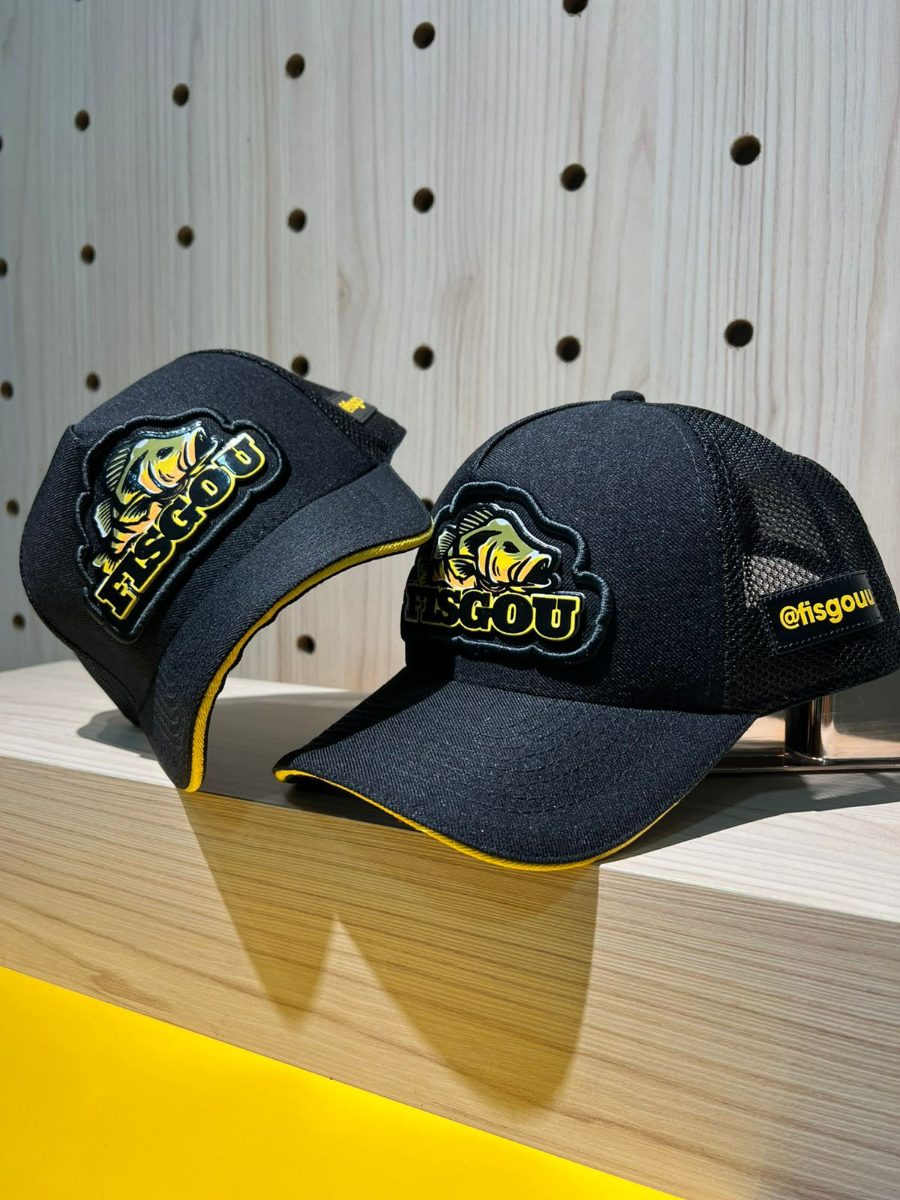 Boné Fisgou Preto com Amarelo Trucker