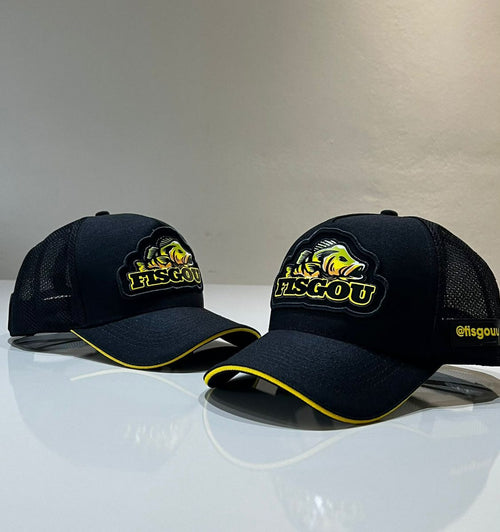 Boné Fisgou Preto com Amarelo Trucker